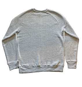 Back view of embroidered crewneck sweatshirt in Light Steel with Navy thread