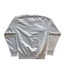Load image into Gallery viewer, Back view of embroidered crewneck sweatshirt in Carbon Gray with Navy thread