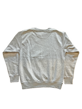 Load image into Gallery viewer, Back view of embroidered crewneck sweatshirt in Carbon Gray